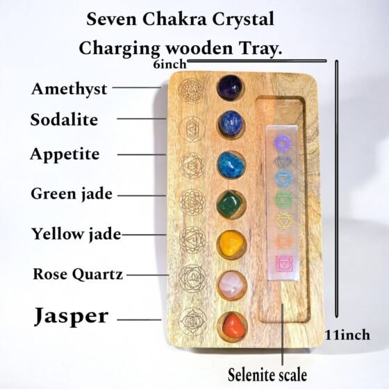 Seven Chakra Wooden Charging Tray - Crystal Grid Cleansing Energy Home Decor 2