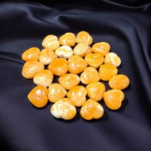 2 Pcs Yellow Calcite Crystal Hearts - Joyful Energy Stone Home Office Decor 1