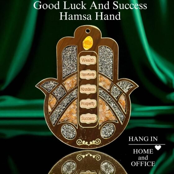 Pyrite Citrine Hamsa Hand Charm - Good Luck Success Money Protection Amulet 2