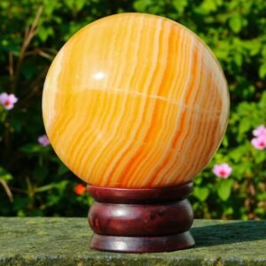 Natural Yellow Calcite Crystal Ball 95MM - Solar Plexus Chakra Healing Gift 1