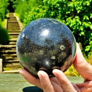 Large Nuummite Crystal Ball 85MM - Protection & Grounding Metaphysical Stone 2