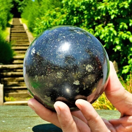 Large Nuummite Crystal Ball 85MM - Protection & Grounding Metaphysical Stone 2