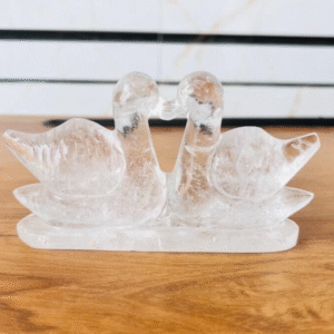 Natural Clear Crystal Quartz Duck Pair Sphatik Male & Female Stone Duck Pair3-4" 1