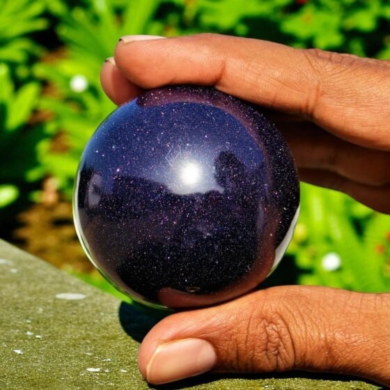 Blue Goldstone Sphere 50-55mm - Polished Healing Reiki Crystal Ball Home Decor 1