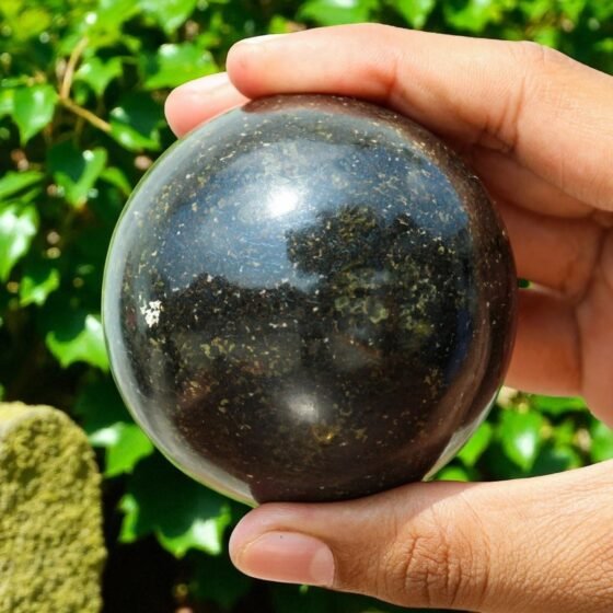 Genuine 65MM Nuummite Ball Crystal Metaphysical Energy Healing Home Office Decor 1