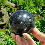 Large 70MM Black Nuummite Sphere Healing Energy Stone Crystal Home Office Decor 2