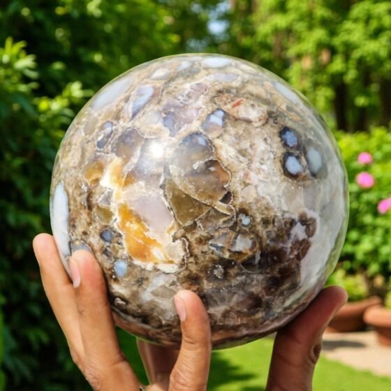 Large 130MM White Cobra Jasper Sphere Reiki Chakra Healing Energy Gift 1