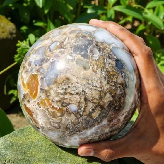 Large 130MM White Cobra Jasper Sphere Reiki Chakra Healing Energy Gift 2