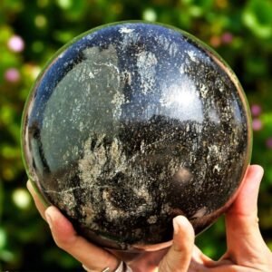 Large 150MM Black Nuummite Sphere Healing Metaphysical Energy Stone Globe 2