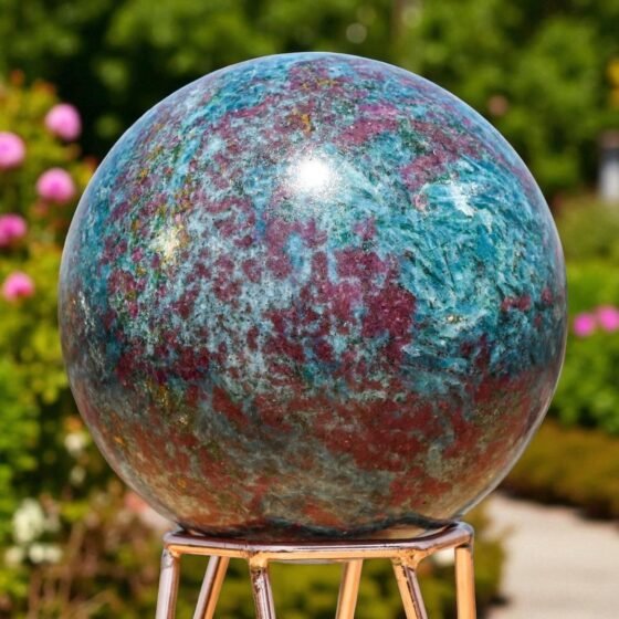 Large 90mm Pink Blue Ruby Apatite Sphere Healing Reiki Energy Stone Home Decor 1