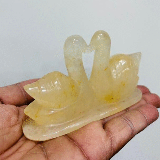 Natural Citrine Duck Pair Crystal Stone Male & Female Duck Pair Mandarin 3-4" 2