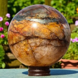 Large 170mm Pyrite & Golden Quartz Sphere Healing Stone Home Office Decorative 1