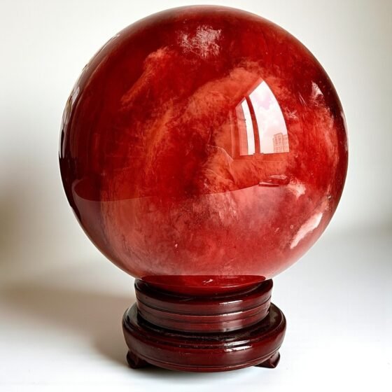 Large 210MM Red Melting Crystal Sphere Healing Crystal Ball For Home OfficeDecor 1