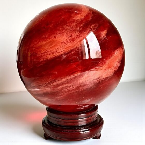 Large 210MM Red Melting Crystal Sphere Healing Crystal Ball For Home OfficeDecor 2