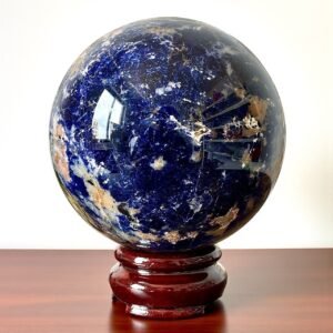 Large 85MM Blue Striped Crystal Sphere Healing Crystal Ball For Home OfficeDecor 1