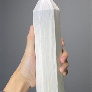 Large 240MM White Mexican Lace Agate Crystal Tower Healing Crystal Point Decor 1