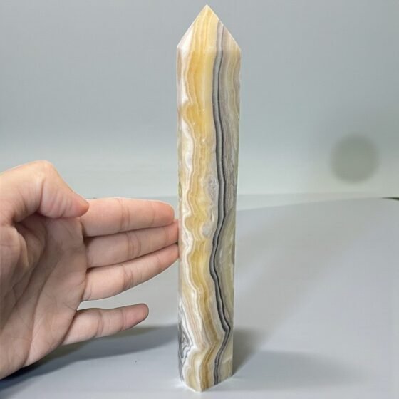 Large 250MM Banded Lace Calcite Crystal Tower Healing Crystal Point Home Decor 2