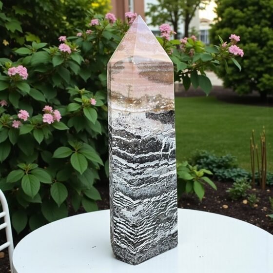 Large 240MM Ocean Jasper Crystal Tower Healing Crystal Point For Home Decorative 2
