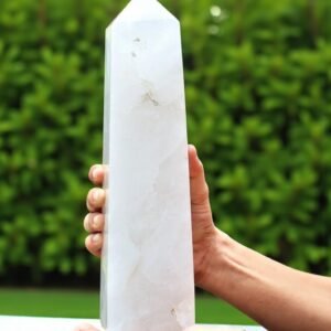 Large 230MM White Petalite Quartz Crystal Tower Healing Crystal Point Home Decor 1