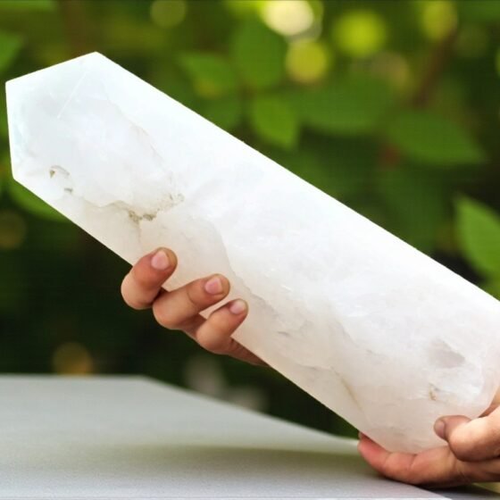 Large 230MM White Petalite Quartz Crystal Tower Healing Crystal Point Home Decor 2