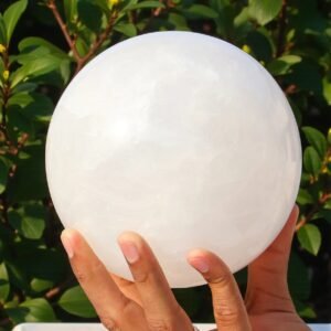 Large 130MM White Petalite Crystal Sphere Healing Crystal Ball For Home Decor 2