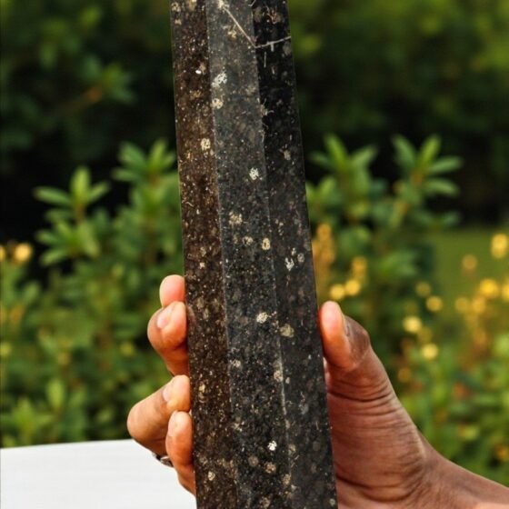 Large 265MM Nuummite Crystal Tower Healing Crystal Point For Home Office Decor 2