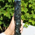 Large 300MM Blue-Silver Flashy Larvikite Crystal Tower Healing Crystal Point 1