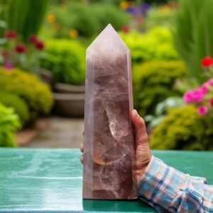 310MM Natural Smoky Quartz Crystal Tower - 8-Sided Healing & Protection Obelisk 1