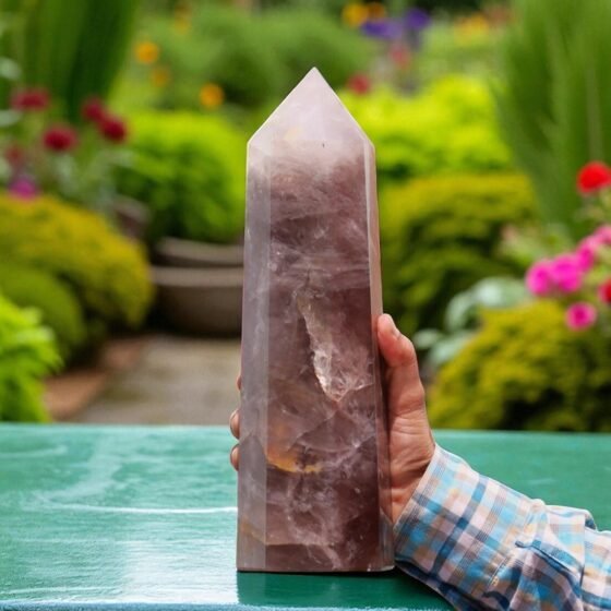310MM Natural Smoky Quartz Crystal Tower - 8-Sided Healing & Protection Obelisk 1