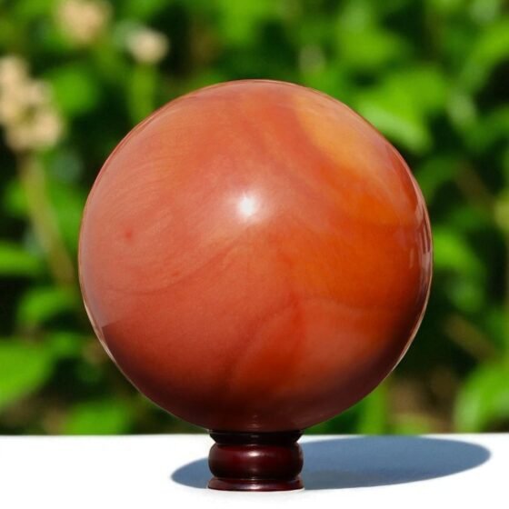 Large Red Carrot Jasper Crystal Sphere Energy Healing Stone Ball Home Decorative 2