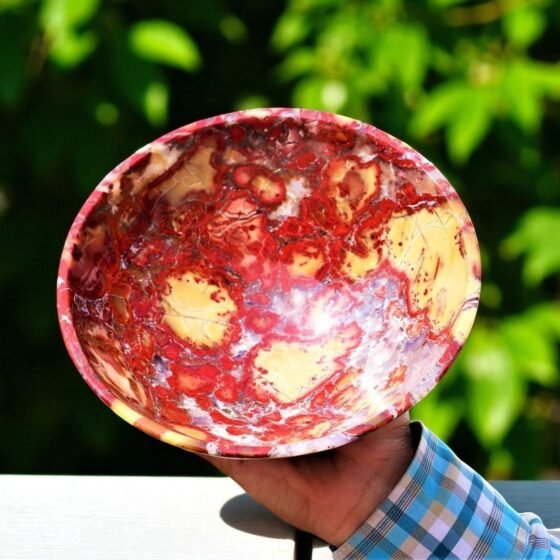 Large Red Cobra Jasper Crystal Bowl Healing Stone Energy Prayer Bowl Home Decor 2