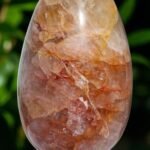 Large 225MM Flashy Gold Azeztulite Fire Quartz Crystal Egg Healing Stone Egg 1