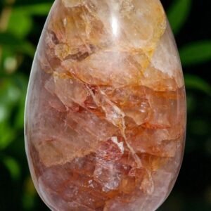 Large 225MM Flashy Gold Azeztulite Fire Quartz Crystal Egg Healing Stone Egg 1
