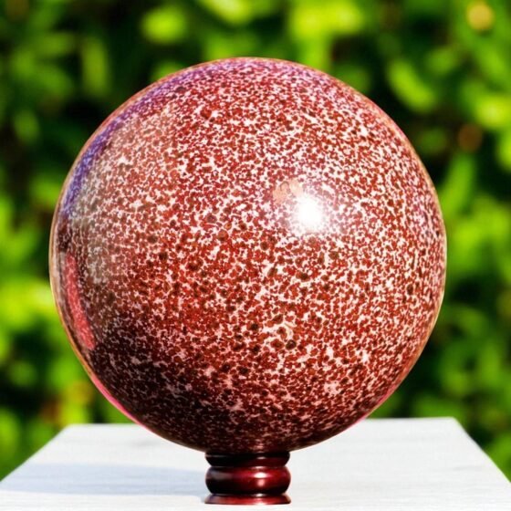Large 265MM Red Hornitos Jasper Crystal Sphere Healing Crystal Ball Home Decor 2