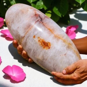 Very Large 350MM Red Azeztulite Fire Quartz Spiritual Crystal Lingam Home Decor 1