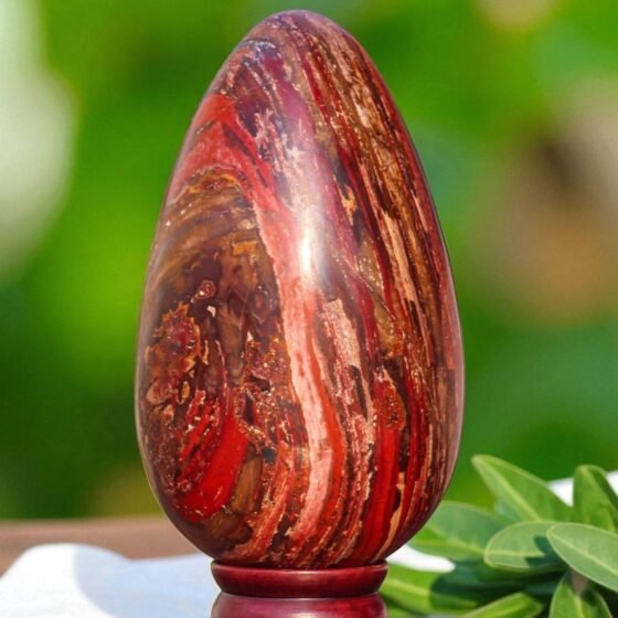 Huge 175MM Red Brecciated Jasper Crystal Egg Healing Stone For Home Office Decor 2
