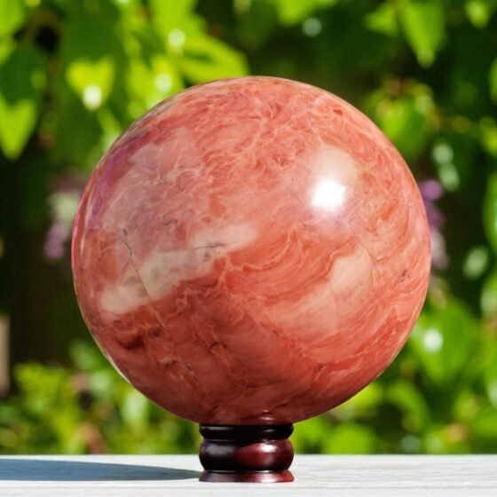 Large 215MM Pink Bustamite Crystal Sphere Chakra Healing Stone For Home Decor 2