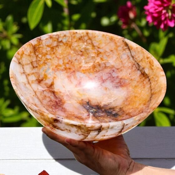Massvie 260mm Himalayan Golden Quartz Crystal Prayer Bowl Healing Reiki Stone 1