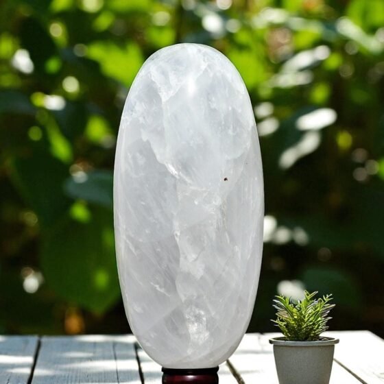 Large 350MM Clear Quartz Crystal Lingam Healing Crystal Stone For Home Decor 1