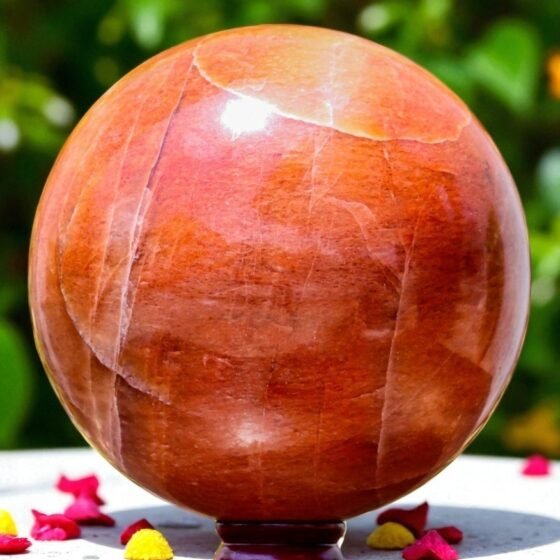 Large 200MM Orange Quartz Crystal Sphere Chakra Healing Gemstone Ball Home Decor 1