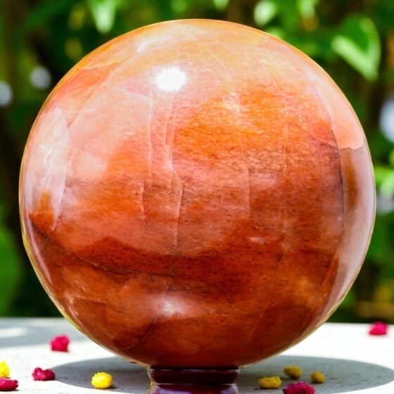 Large 200MM Orange Quartz Crystal Sphere Chakra Healing Gemstone Ball Home Decor 2