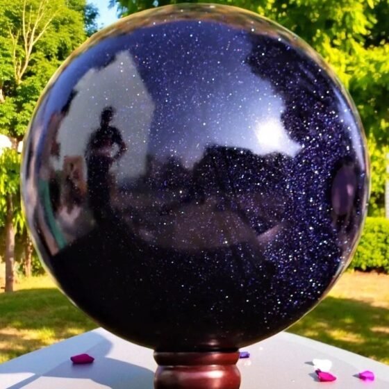 Large 230MM Blue Goldstone Crystal Sphere Healing Crystal Ball For Home Decor 1