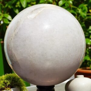 Large 225MM White Jade Crystal Sphere Healing Stone For Home Office Decorative 2