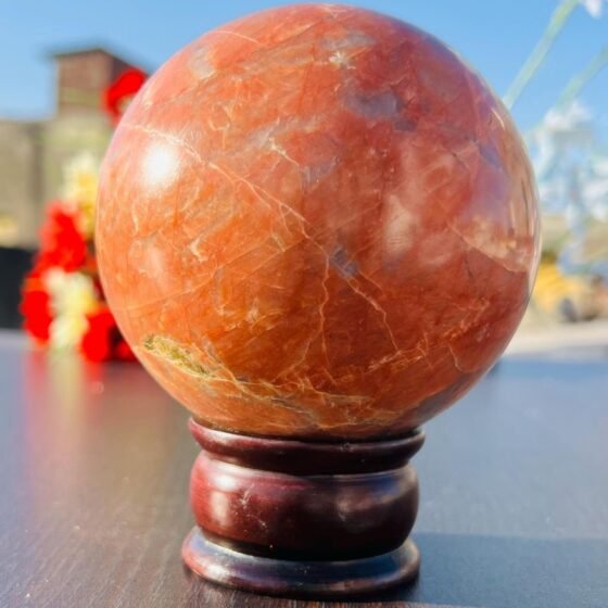 Large 100MM Peach Moonstone Sphere Healing Crystal Meditation Stone Home Decor 2