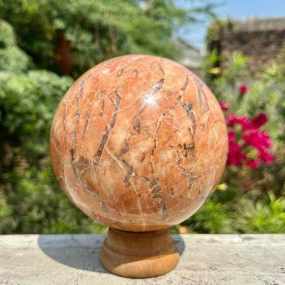 Large 150MM Peach Moonstone Crystal Sphere Metaphysical Healing Meditation Ball 2