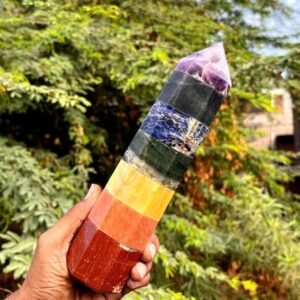Large 225mm Seven Chakra Crystal Tower Natural Obelisk Stone For Home DecorPoint 2