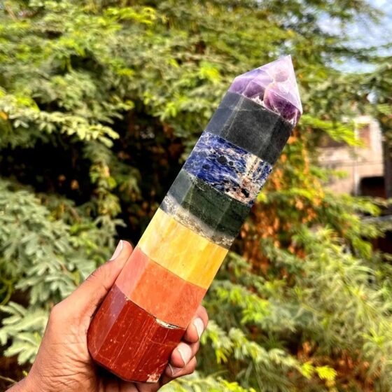 Large 225mm Seven Chakra Crystal Tower Natural Obelisk Stone For Home DecorPoint 2