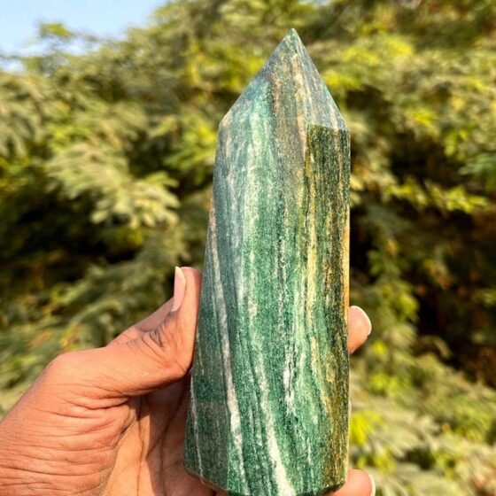 Large 150MM Green Kyanite Crystal Tower Chakra Healing Stone For Home DecorPoint 1