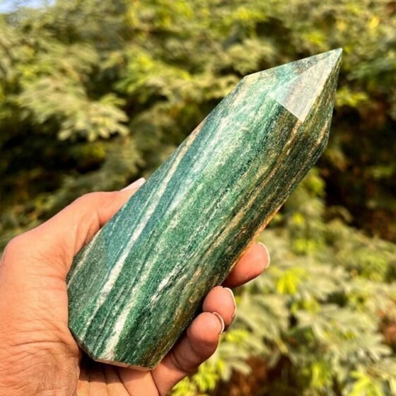 Large 150MM Green Kyanite Crystal Tower Chakra Healing Stone For Home DecorPoint 2