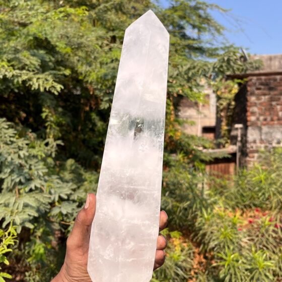 HUGE 325MM Clear Quartz Crystal Tower Natural Crystal Point Home Office Decor 1